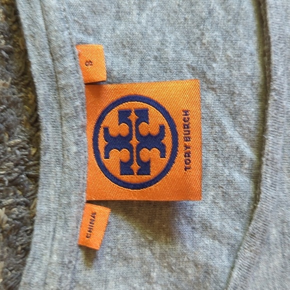 Y2K Tory Burch Vintage Grey Long Sleeve Studded Logo Shirt Size Small - Picture 3 of 7